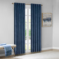 Room Darkening Poly Velvet Rod Pocket Back Tab Curtain Panel Pair 2 Pcs Window Panels Navy Polyester