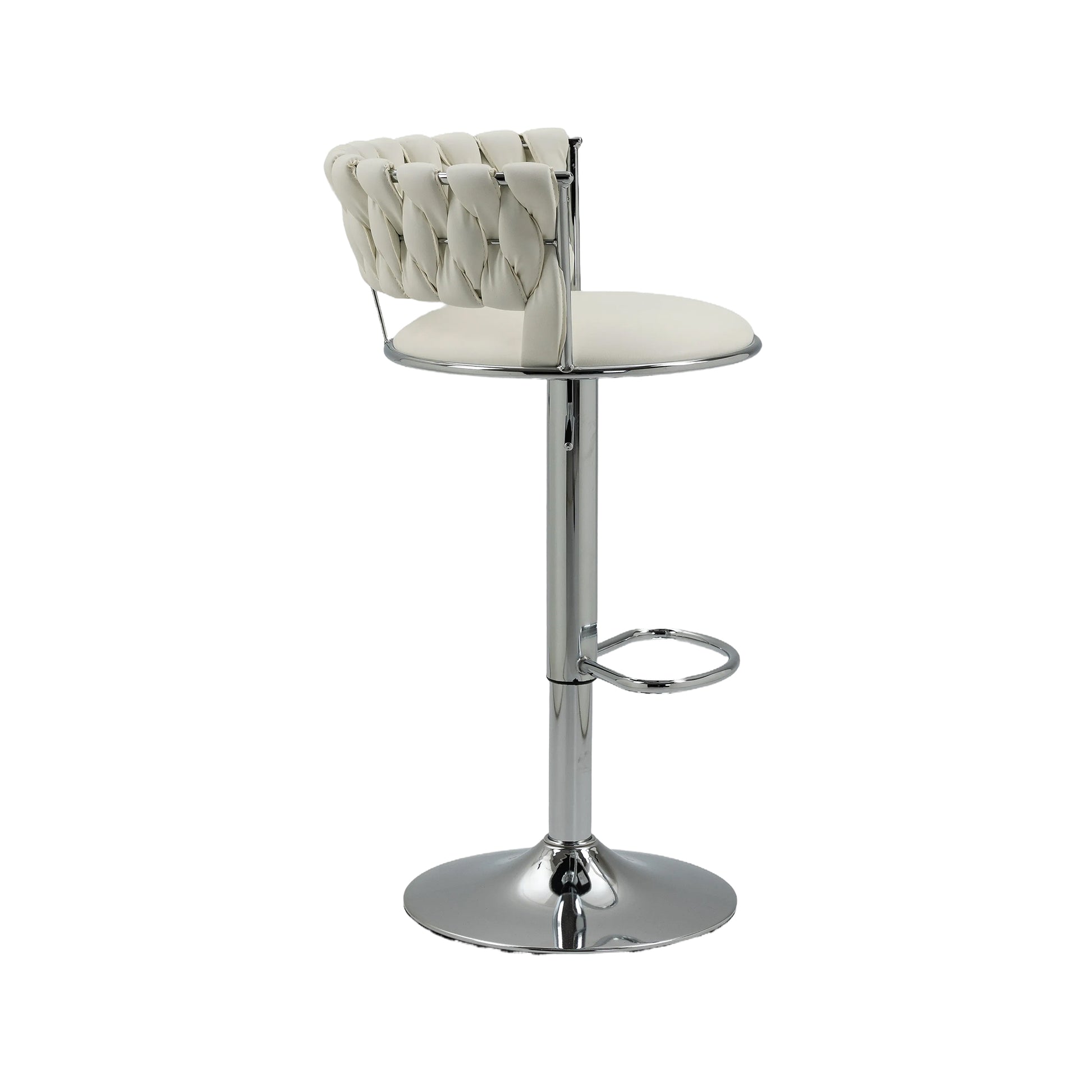 Coolmore Swivel Bar Stools Set Of 2 Adjustable Counter Height Chairs With Footrest For Kitchen, Dining Room 2Pc Set White Pu Pu Leather