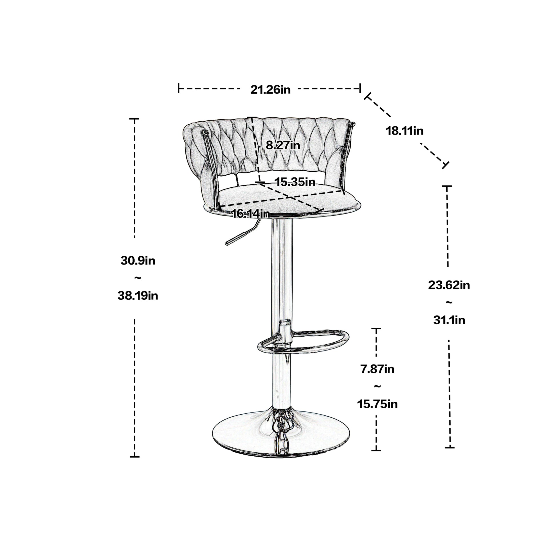 Coolmore Swivel Bar Stools Adjustable Counter Height Chairs With Footrest For Kitchen, Dining Room Ivory Velvet