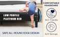 Modern Upholstered Platform Bed Frame With Led Lights Headboard, Faux Leather Wave Like Platform Bed Frame,Strong Wood Slats Support, Easy Assembly, Black, King Size Black Metal & Wood