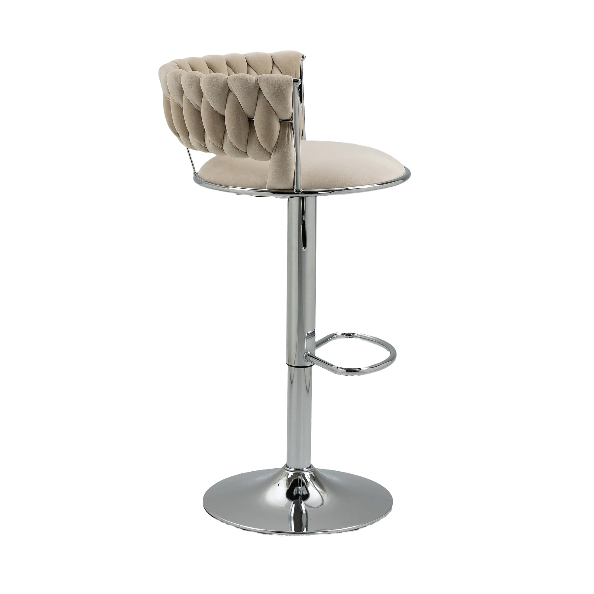 Coolmore Swivel Bar Stools Adjustable Counter Height Chairs With Footrest For Kitchen, Dining Room Ivory Velvet