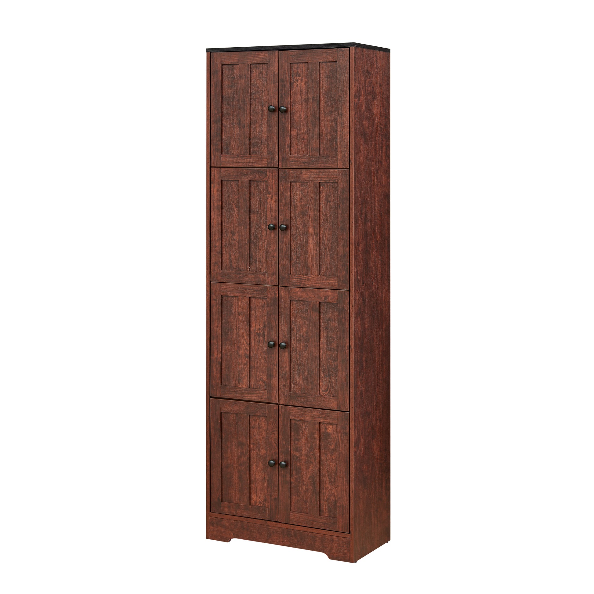 Tall Storage Cabinet With 8 Doors And 4 Shelves, Wall Storage Cabinet For Living Room, Kitchen, Office, Bedroom, Bathroom, Walnut Walnut Mdf Mdf