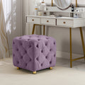 Purple Modern Velvet Upholstered Ottoman, Exquisite Small End Table, Soft Foot Stool,Dressing Makeup Chair, Comfortable Seat For Living Room, Bedroom, Entrance Purple Velvet