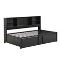 Metal Twin Size Daybed With Twin Size Trundle, Storage Shelves And Usb Ports, Black Box Spring Not Required Twin Black Metal Bed Frame Metal & Wood