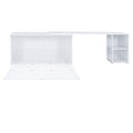 Queen Size Murphy Bed With Rotable Desk, White Box Spring Not Required Queen White Wood Bedroom Pine Bed Frame Solid Wood Mdf