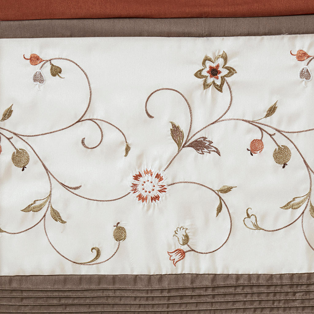 Embroidered Curtain Panel Spice Polyester