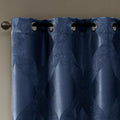 Ogee Knitted Jacquard Total Blackout Curtain Panel Only 1 Pc Panel Navy Polyester