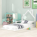 Twin Size Wood Floor Bed With House Shaped Headboard, White Box Spring Not Required Twin White Wood Bedroom Pine Bed Frame Solid Wood Mdf