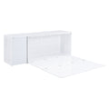 Queen Size Murphy Bed With Rotable Desk, White Box Spring Not Required Queen White Wood Bedroom Pine Bed Frame Solid Wood Mdf