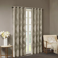 Ogee Knitted Jacquard Total Blackout Curtain Panel Only 1 Pc Panel Taupe Polyester