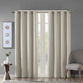 Printed Heathered Blackout Grommet Top Curtain Panel Only 1 Pc Panel Taupe Polyester