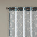 Fretwork Print Grommet Top Window Curtain Panel Only 1 Pc Panel White Blue Polyester