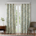 Printed Botanical Blackout Curtain Panel Aqua Polyester