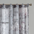 Printed Floral Rod Pocket And Back Tab Voile Sheer Curtain Only 1 Pc Panel Grey Polyester