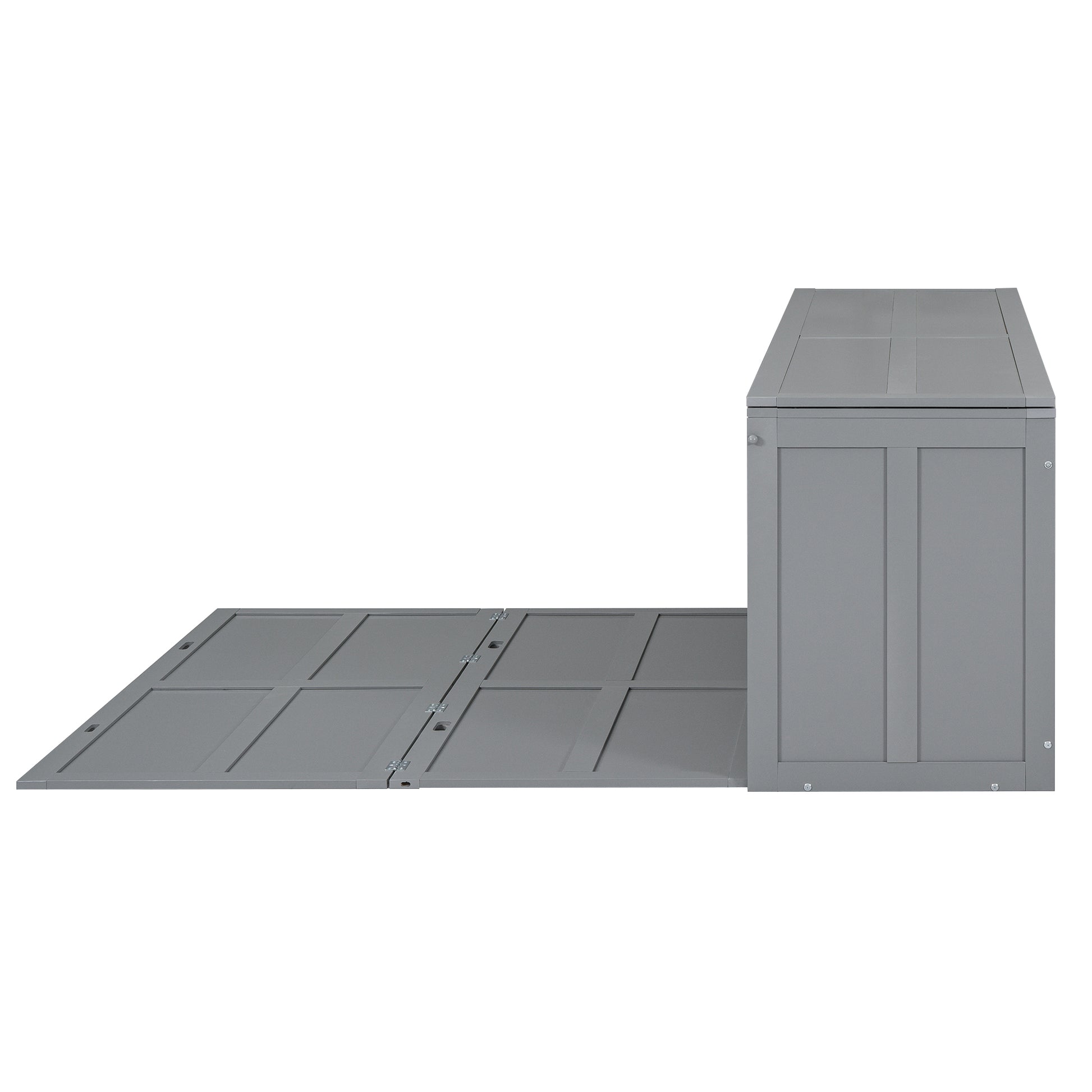 Queen Size Murphy Bed With Rotable Desk, Gray Box Spring Not Required Queen Gray Wood Bedroom Pine Bed Frame Solid Wood Mdf