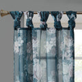 Printed Floral Twist Tab Top Voile Sheer Curtain Only 1 Pc Panel Navy Polyester