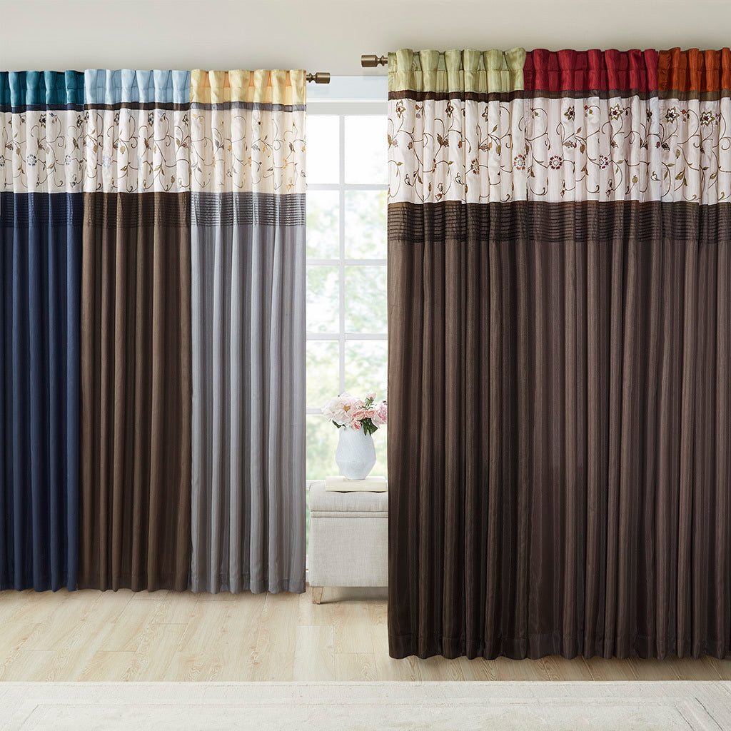 Embroidered Curtain Panel Spice Polyester