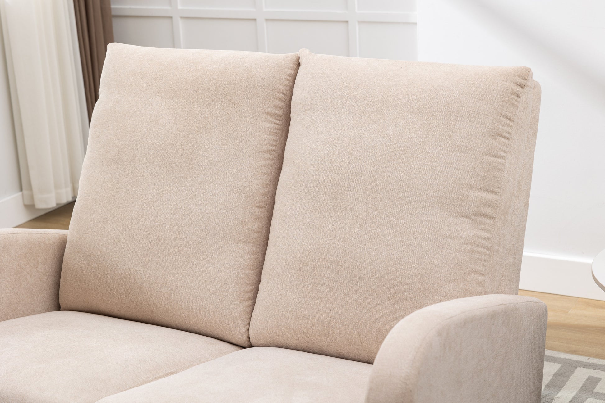 Coolmore Rocking Chair Upholstered Mid Century Modern Rocker Oversized Wingback Armchair For Living Room Beige Linen