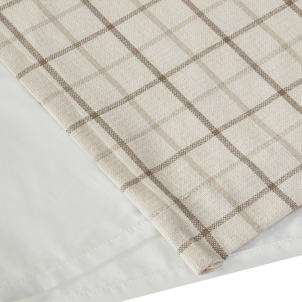 Plaid Rod Pocket And Back Tab Curtain Panel With Fleece Lining Natural Polyester