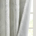 Knitted Jacquard Paisley Total Blackout Grommet Top Curtain Panel Only 1 Pc Panel White Polyester