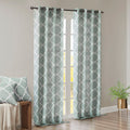 Fretwork Print Grommet Top Window Curtain Panel Only 1 Pc Panel Seafoam White Polyester