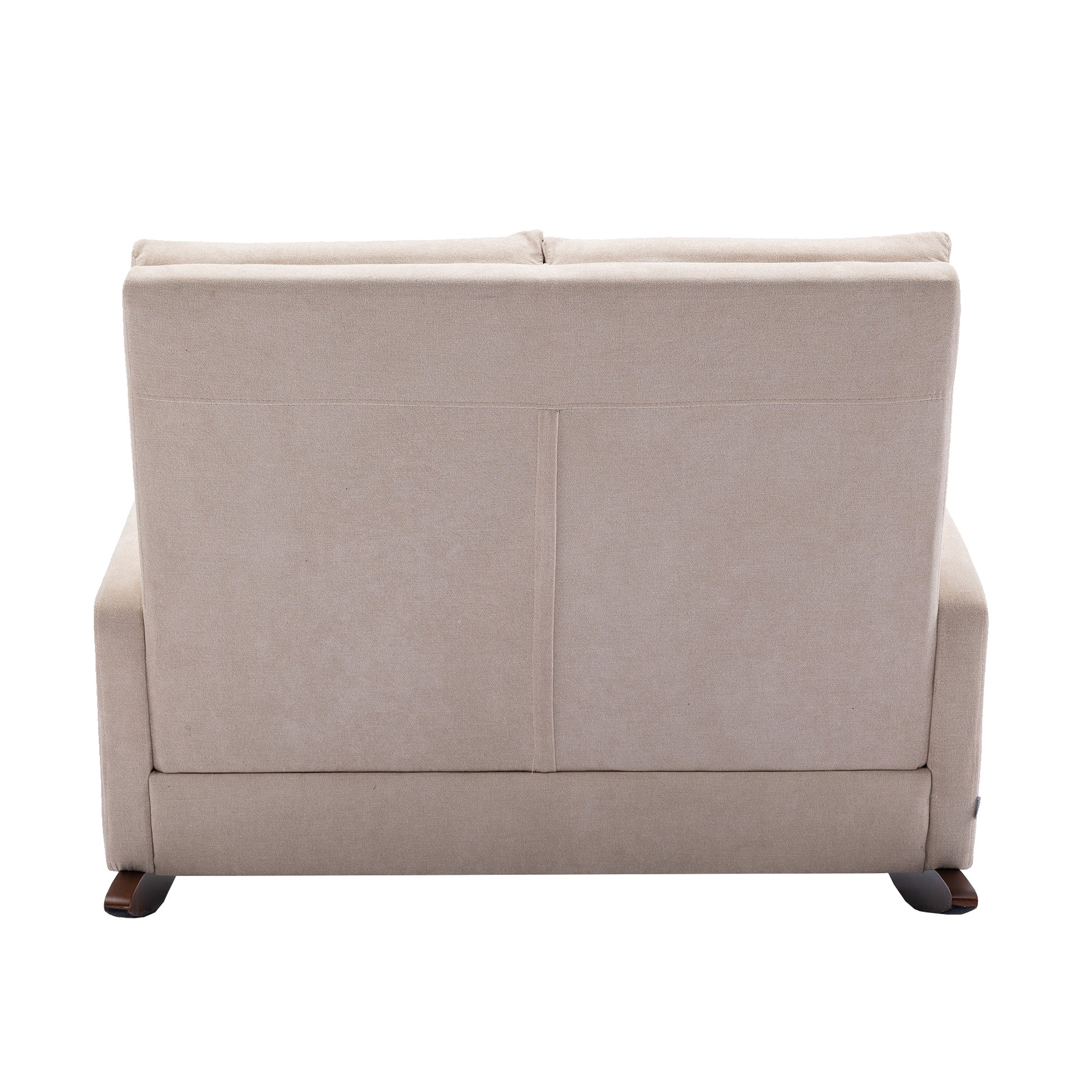Coolmore Rocking Chair Upholstered Mid Century Modern Rocker Oversized Wingback Armchair For Living Room Beige Linen