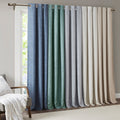 Tonal Printed Faux Silk Total Blackout Curtain Panel Pair 2 Pcs Window Panels Blue Polyester