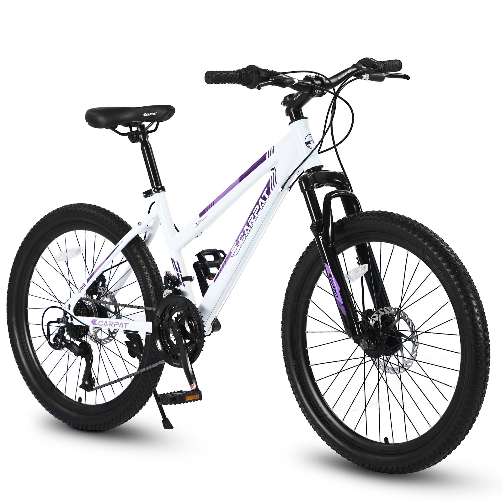 S26103 26 Inch Mountain Bike For Teenagers Girls Women, Shimano 21 Speeds With Dual Disc Brakes And 100Mm Front Suspension, White Pink White Steel