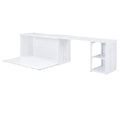 Queen Size Murphy Bed With Rotable Desk, White Box Spring Not Required Queen White Wood Bedroom Pine Bed Frame Solid Wood Mdf
