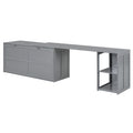 Queen Size Murphy Bed With Rotable Desk, Gray Box Spring Not Required Queen Gray Wood Bedroom Pine Bed Frame Solid Wood Mdf
