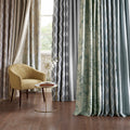 Printed Botanical Blackout Curtain Panel Aqua Polyester