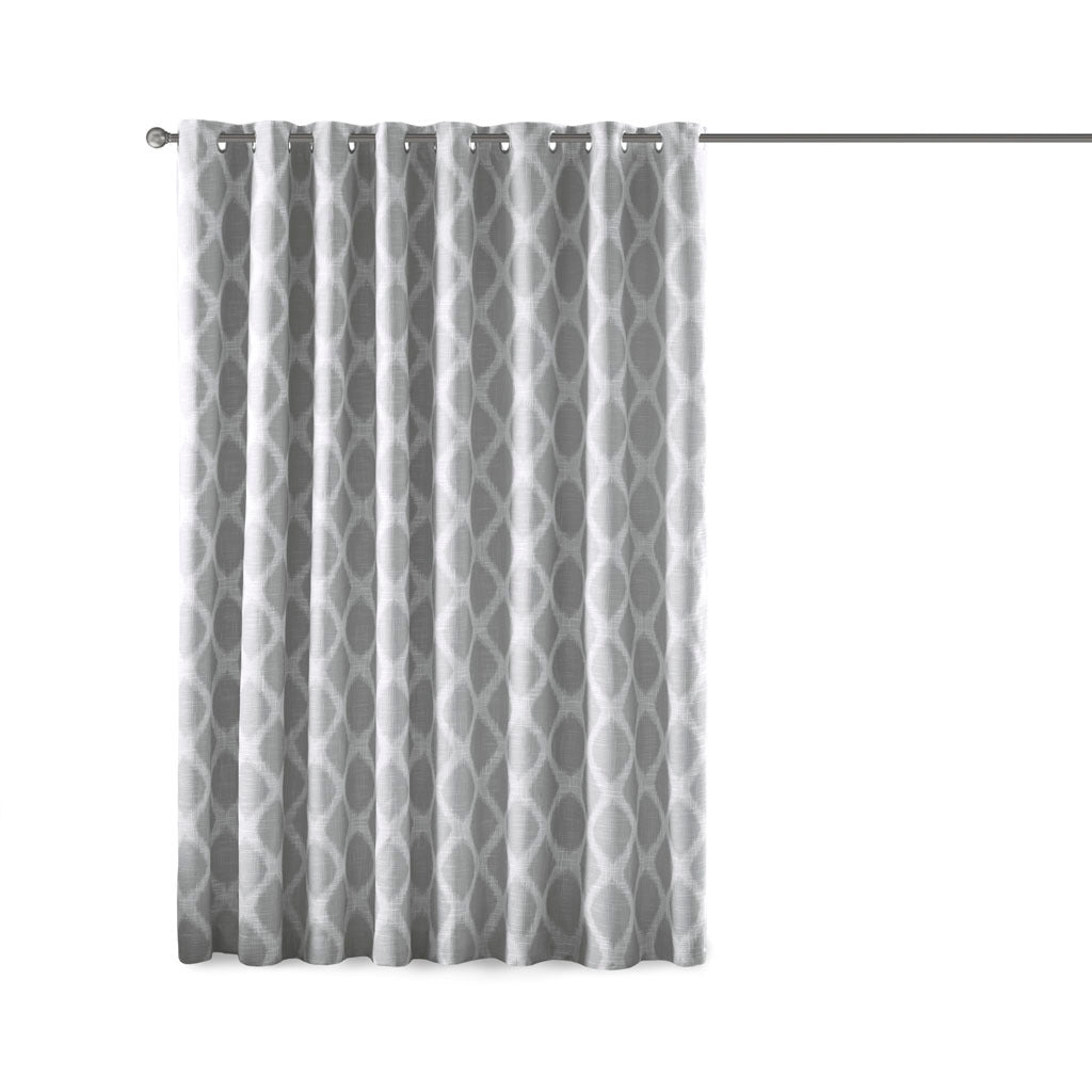 Printed Ikat Blackout Patio Curtain Only 1 Pc Panel Grey Polyester