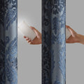 Knitted Jacquard Paisley Total Blackout Grommet Top Curtain Panel Only 1 Pc Panel Navy Polyester