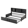 Metal Twin Size Daybed With Twin Size Trundle, Storage Shelves And Usb Ports, Black Box Spring Not Required Twin Black Metal Bed Frame Metal & Wood