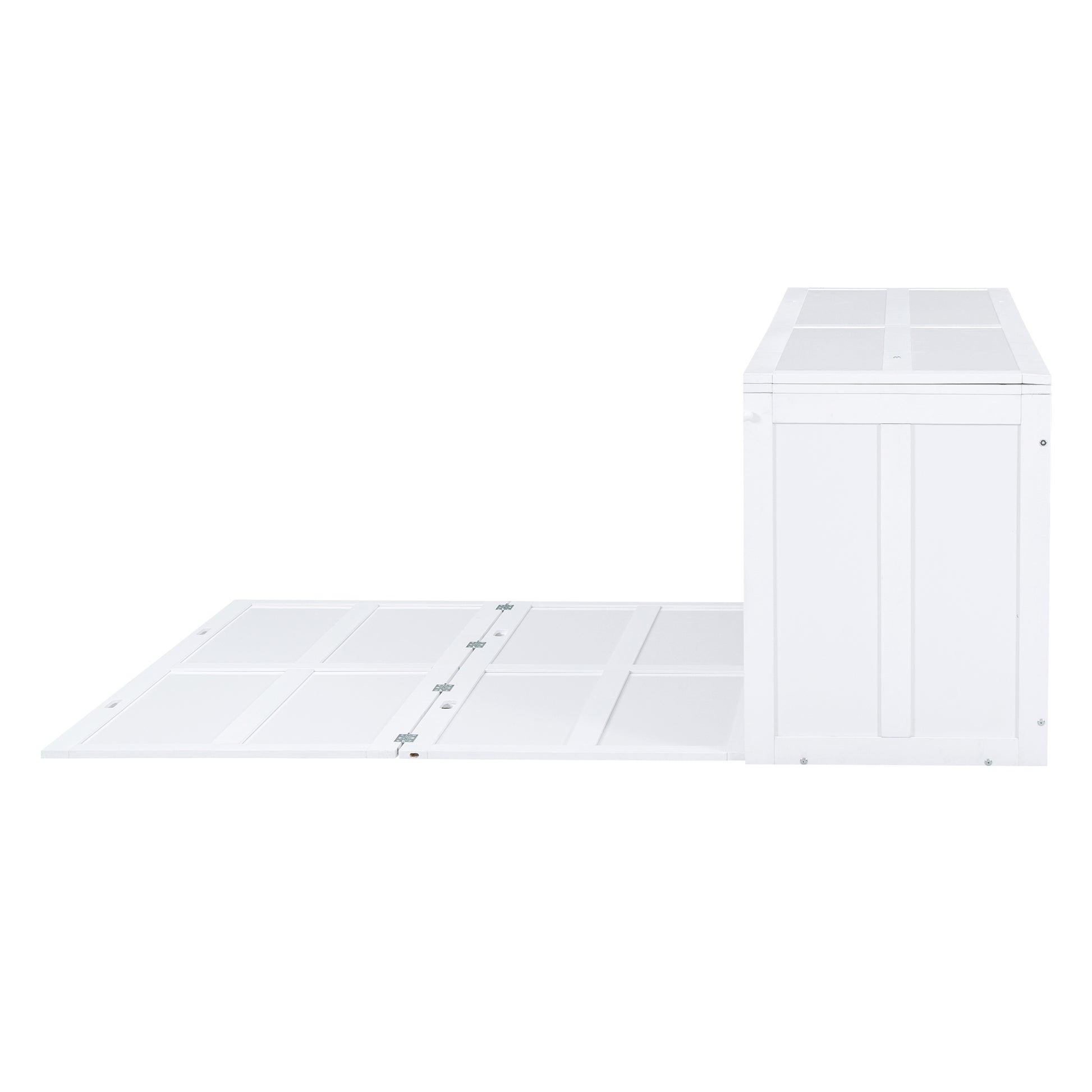 Queen Size Murphy Bed With Rotable Desk, White Box Spring Not Required Queen White Wood Bedroom Pine Bed Frame Solid Wood Mdf