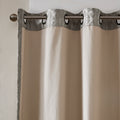 Knitted Jacquard Da Total Blackout Grommet Top Curtain Panel Only 1 Pc Panel Charcoal Polyester