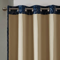 Knitted Jacquard Da Total Blackout Grommet Top Curtain Panel Only 1 Pc Panel Navy Polyester