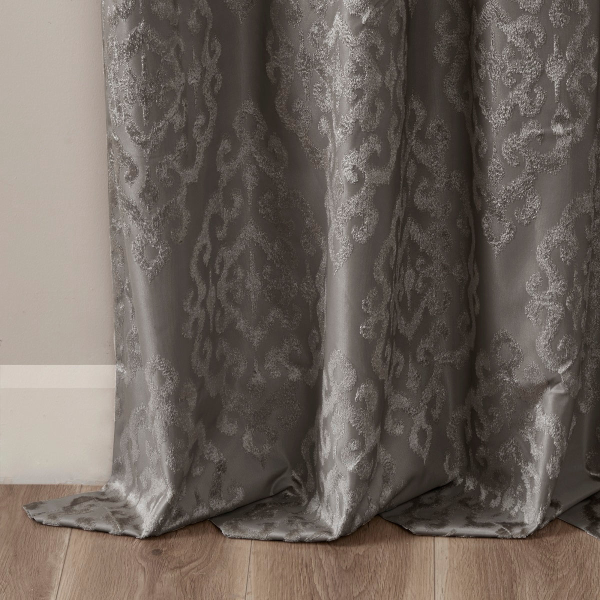 Knitted Jacquard Da Total Blackout Grommet Top Curtain Panel Only 1 Pc Panel Charcoal Polyester