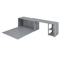 Queen Size Murphy Bed With Rotable Desk, Gray Box Spring Not Required Queen Gray Wood Bedroom Pine Bed Frame Solid Wood Mdf