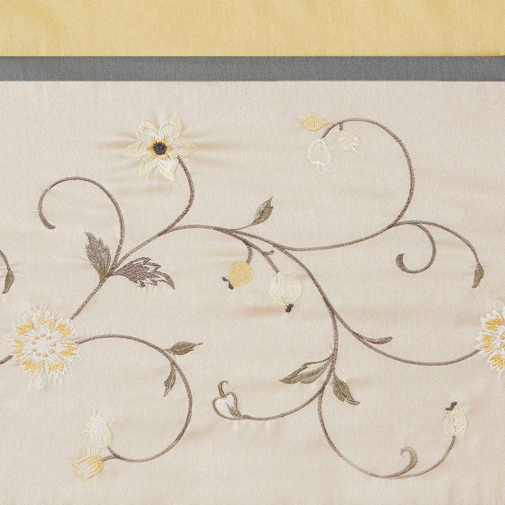 Embroidered Window Valance Yellow 50X18" Multicolor Polyester