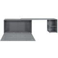 Queen Size Murphy Bed With Rotable Desk, Gray Box Spring Not Required Queen Gray Wood Bedroom Pine Bed Frame Solid Wood Mdf