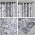 Printed Floral Rod Pocket And Back Tab Voile Sheer Curtain Only 1 Pc Panel Grey Polyester