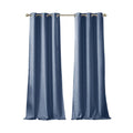 Tonal Printed Faux Silk Total Blackout Curtain Panel Pair 2 Pcs Window Panels Blue Polyester