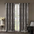 Ogee Knitted Jacquard Total Blackout Curtain Panel Only 1 Pc Panel Charcoal Polyester