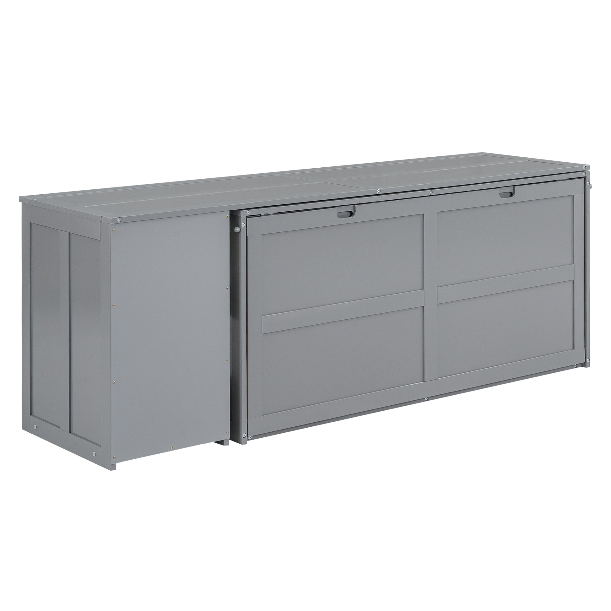 Queen Size Murphy Bed With Rotable Desk, Gray Box Spring Not Required Queen Gray Wood Bedroom Pine Bed Frame Solid Wood Mdf