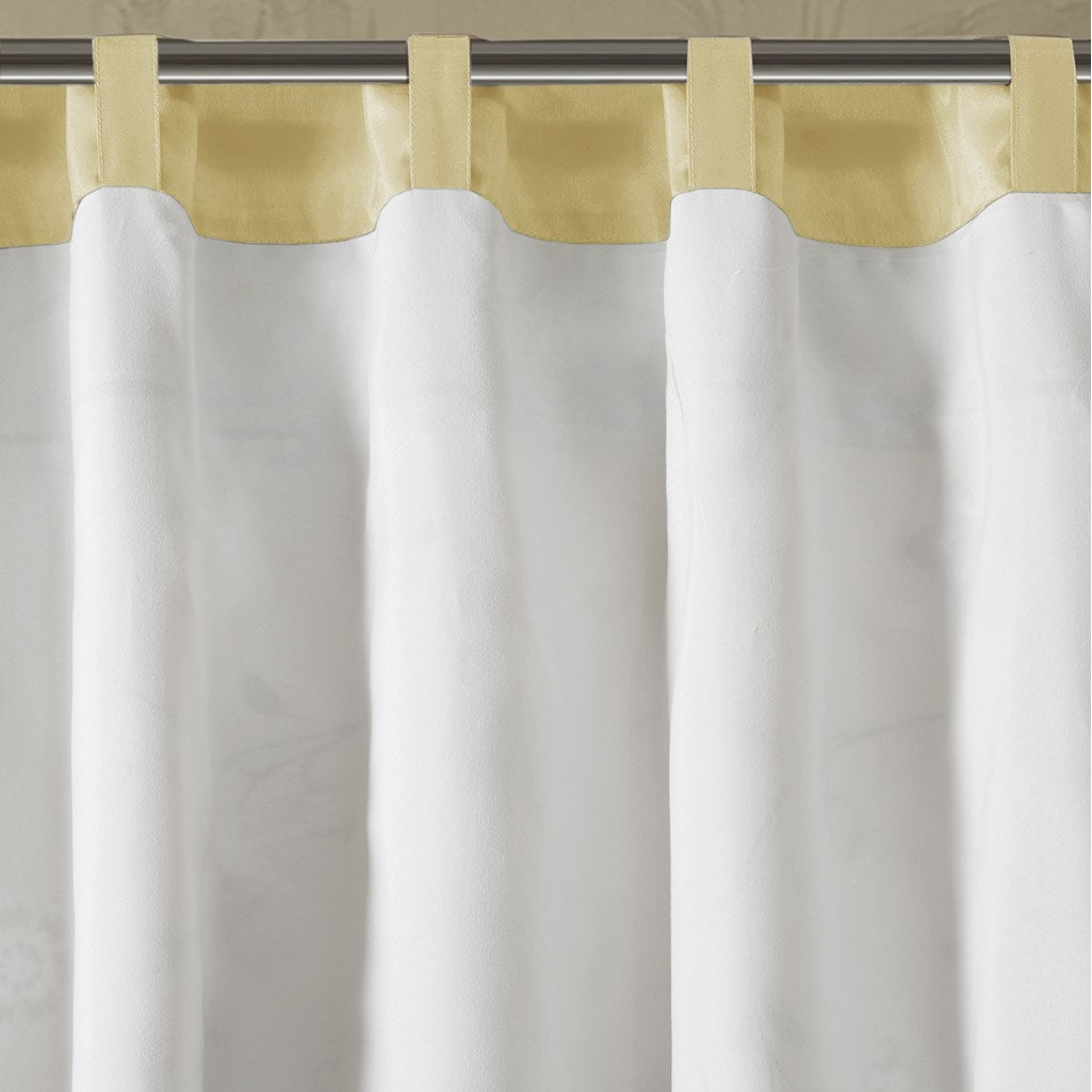 Embroidered Curtain Panel Yellow Polyester