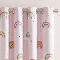 Rainbow With Metallic Printed Total Blackout Curtain Panel Only 1 Pc Panel Pink Polyester