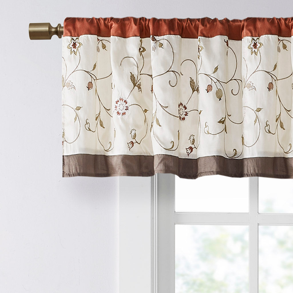 Embroidered Window Valance Spice 50X18" Multicolor Polyester