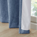 Tonal Printed Faux Silk Total Blackout Curtain Panel Pair 2 Pcs Window Panels Blue Polyester