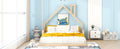 Full Size Wood Floor Bed With House Shaped Headboard, Natural Box Spring Not Required Full Natural Wood Bedroom Pine Bed Frame Solid Wood Mdf